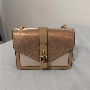 Aldo Metallic Gold and Cream Crossbody Bag